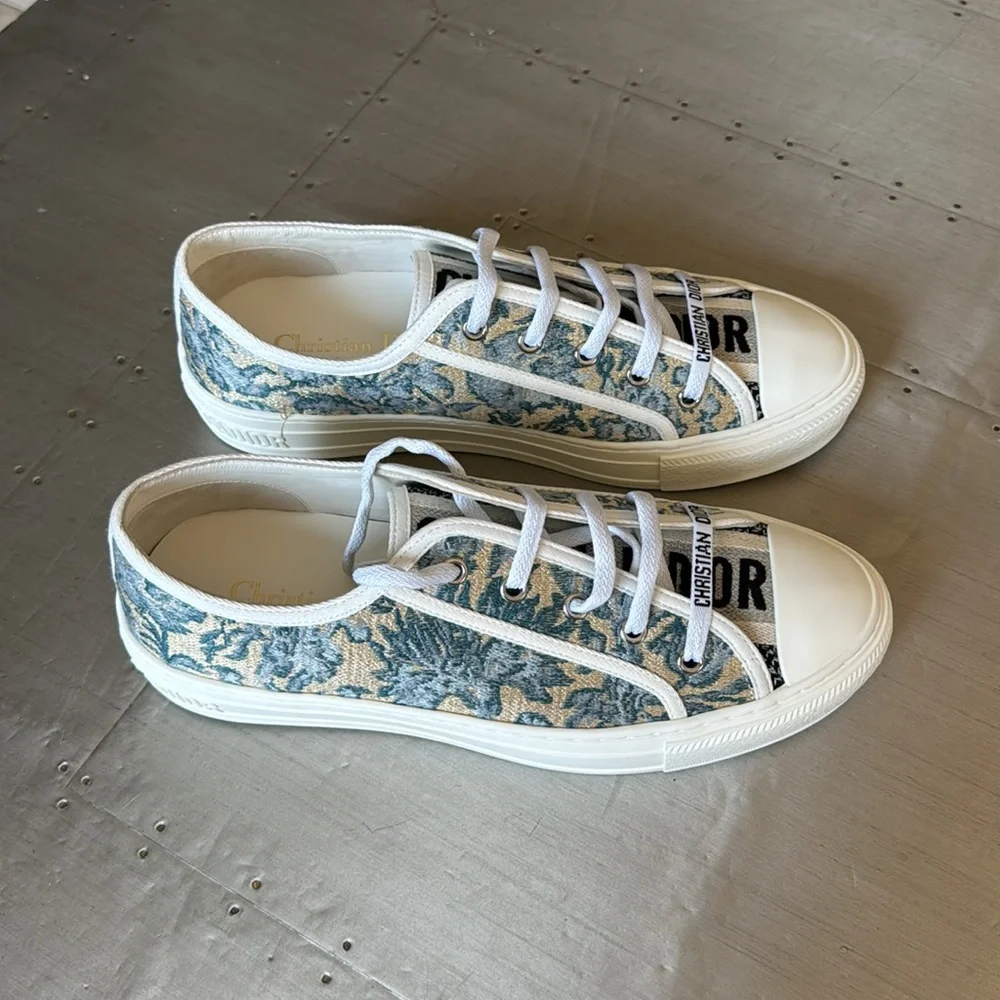 Christian Dior walk’n’Dior sneaker trainer flat blue canard gold metallic sz 39